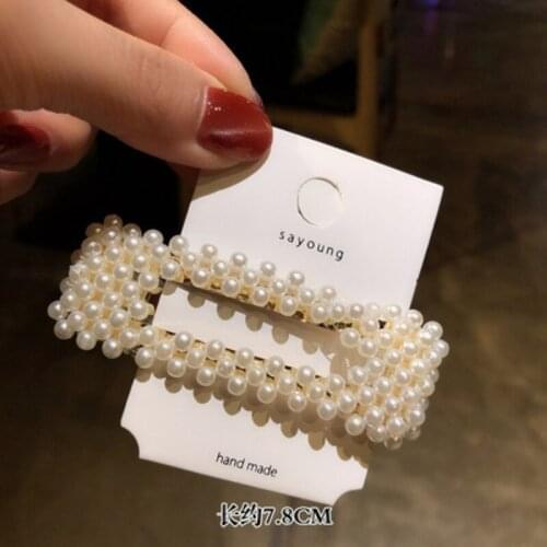 Fashion Pearl Hair Clip for Women Elegant Korean Design Snap Barrette Stick Hairpin Hair Styling Accessories