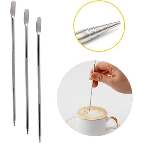 1pc Stainless Steel Cappuccino Latte Espresso Coffee Decorating Art Pen Fancy Coffee Cafe Mixer Kitchen Latte Coffee Art Needles