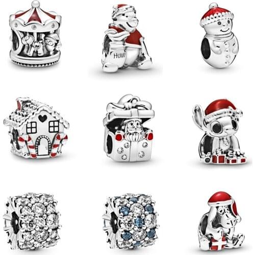 20Pcs Bear Snowman Santa Claus Snow Cake House Christmas DIY Bracelet Accessories Beads for Jewelry making Wholesale