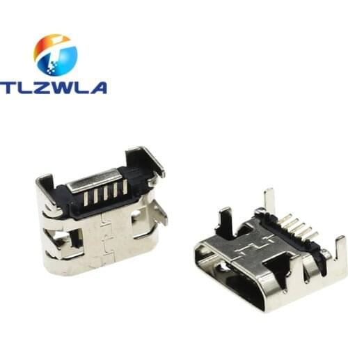 20PCS Micro USB Connector 5Pin Plain End Female Socket DIP Mobile phone USB Socket