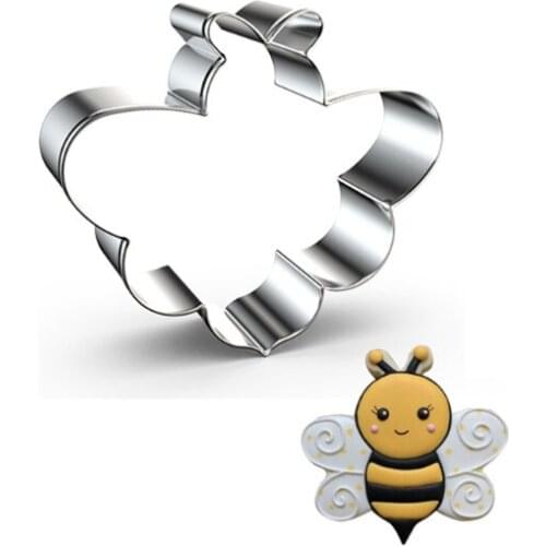 203F Bee Cookie Cutter Set Bee Beehive Flower Honeycomb Honey Jar Stainless Steel Cookie Biscuit Cookie Cutters Mold for Kids