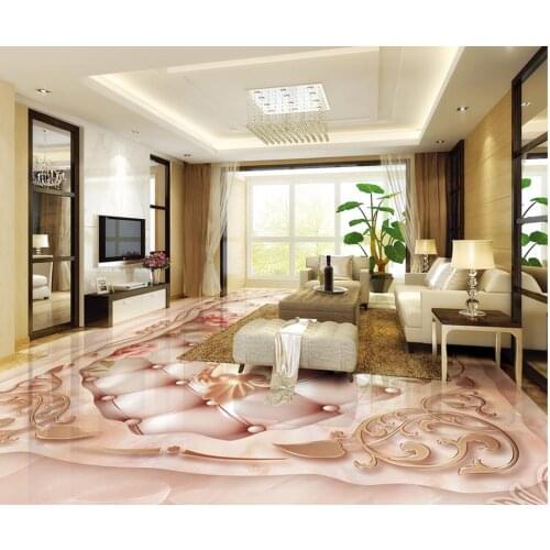 3D stereoscopic wallpaper floor marble flower PVC waterproof floor Custom Photo self-adhesive 3D floor