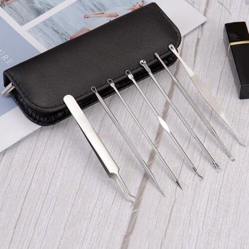 7pcs Blackhead Comedone Acne Pimple Blackhead Remover Tool Spoon for Face Skin Care Tool Needles Facial Pore Cleaner