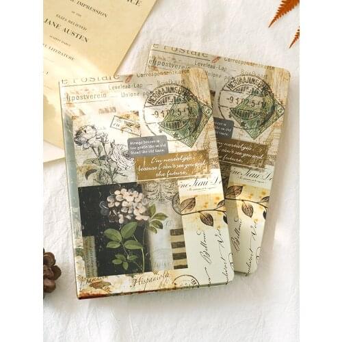 96Pages Vintage Colorful Page Kraft Paper Scrapbook DIY Creative European Postmark Illustration A5 Note Nostalgic Notepad