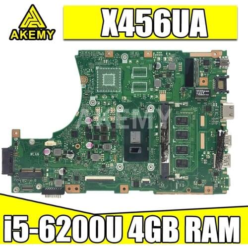 Akemy For ASUS X456UA Laotop Mainboard X456UV X456UQk X456UAM X456UVK Motherboard with i5-6200U CPU 4GB RAM
