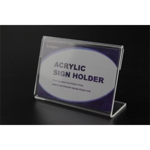 Acrylic label holder shelf talker tag price card display desk sign name card display picture frame stand 100PCS 8*5cm 3.1*2inch