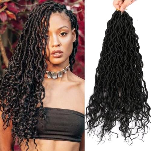 Belle Show Synthetic Goddness Faux Locs Crochet Hair 18Inch 24Strands Crochet Braids Deep Curly Ends Dreadlocks Hair Extensions