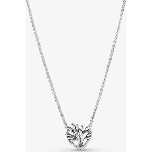 2021 New Free Shipping Authentic 925 Sterling Silver Heart Family Tree Collier Necklace For Women DIY Jewelry