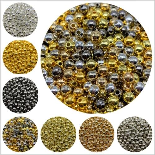 3/4/6/8/10mm Plating BBC Acrylic Spacer Beads Round Loose Beads For Jewelry Making DIY Garment Pearls Beads