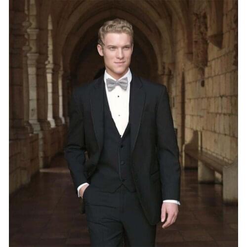 Hot Sales Black Wedding Suits For Men, Black Groom Suit, Custom Made Wedding Tuxedos For Men,Bespoke Men Coat Costume Homme