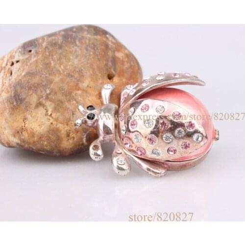 Mini Beetle Trinket box Crystal Beetle Ring Box Insect Bug Beetle Lady Bug Crystals Jewel Jewelry Wedding Favor Gift Trinket Box