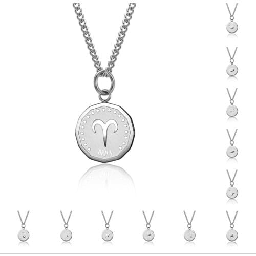 Fashion Round Twelve constellations Pendant 316L Stainless Steel Twelve constellations Jewelry