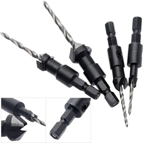 4pcs Drill Bits Set Woodworking Drilling Holes Drill Bit Sets with Hex Shank Wrench for Screw Sizes #6 #10 #13 #16