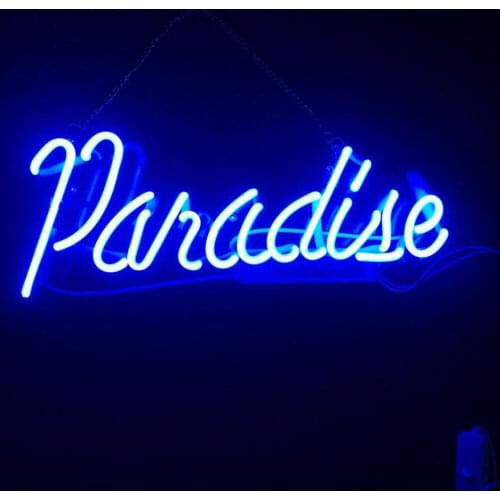 14“ Blue Paradise Acrylic Custom Neon Light Lamp Sign Beer Bar Handmade Real Glass Decorate Home Wall Room Windows Tube Artwork