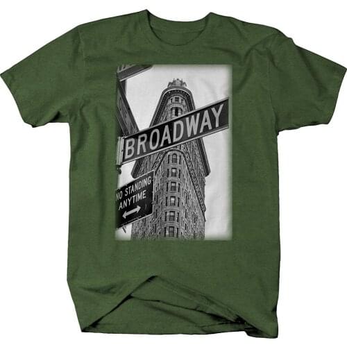 2019 New Summer Slim Tee Shirt Broadway New York Building Sign Vintage Retro NYC Tshirt Fashion T-shirt