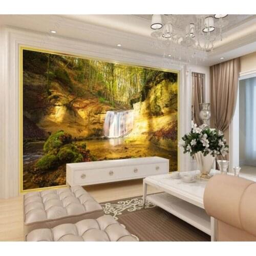 Papel de parede Hand-painted art pastoral fresh waterfall 3d wallpaper mural,iving room tv wall bedroom wall papers home decor