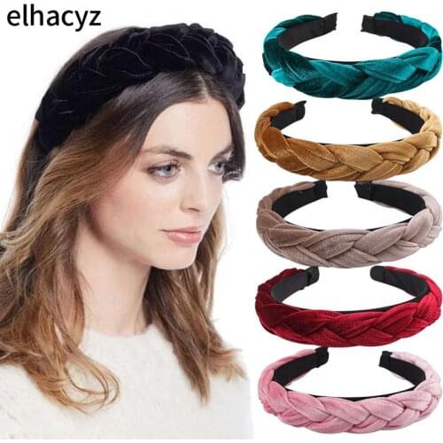 1PC New Fashion Trendy Solid Colors Wide Velvet Braid Hairband Twists Headbands Women Flannel Hair Hoop Girls Hair Accessories