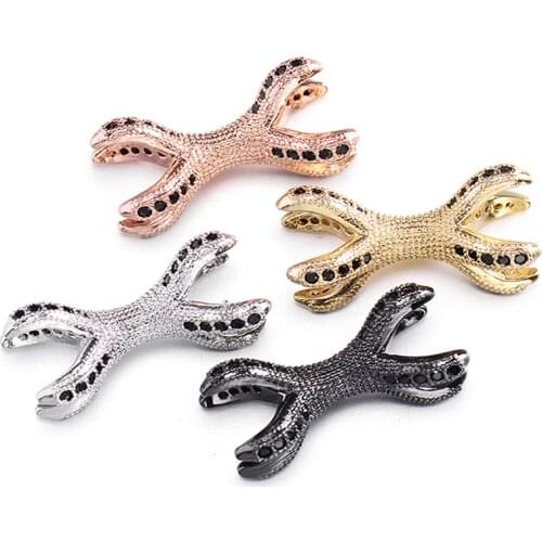 Wholesale Micro-inlaid Black CZ Zircon Copper Claw Spacer Beads for Bracelet Jewelry Making DIY Beads Accessories