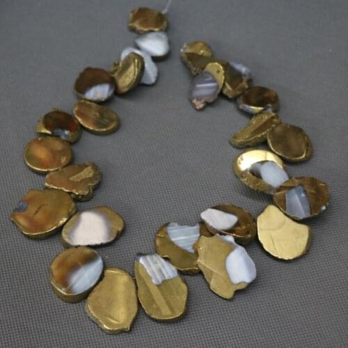 Electroplating Druzy Slab Slice Necklace, Druzy Faceted Stone Beads Gems Stone Connector, Beads Pendant 15.5inch Full Strand