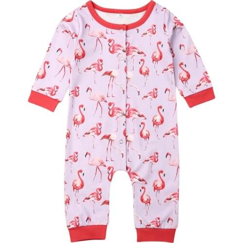 Toddler Romper 2019 Infant Kids Baby Girls Boys Clothes Flamingo Long Sleeve Romper Jumpsuit Pajamas Outfits