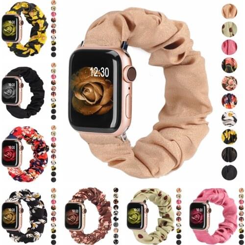 Toyouths Printed Scrunchie Elastic Strap for Apple Watch 40mm 38mm 42mm 44mm Women Accessories Watchband for iwatch 5/4/3/2/1