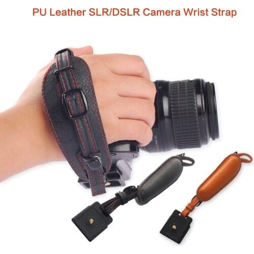 PU Leather Camera Hand Band Wrist Strap Belt with Metal Quick Release Plate for DSLR Sony Panasonic Olympus Canon Nikon Pentax