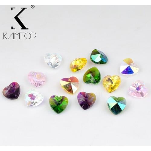 Charms Glass Heart Faceted Beads 14MM 30PCS/LOT Pendant Jewelry Findings Loose Beads Accessories Crystal Beads