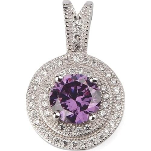 SHUNXUNZE Luxury Charms Wedding pendants for women Jewelry & Accessories dropshipping Purple Cubic Zirconia Rhodium Plated R3207