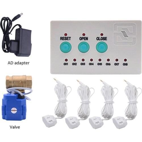 Water Flood Control Leakage Alarm System with DN20, DN25, DN15 Auto Shut Close Brass Valve and Water Detector Cable