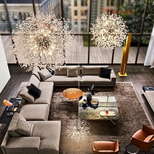 Modern Crystal Chandeliers Pendientes Luminaire Hanging Dandelion Lamps Home Lighting Fixtures Living Room Dining Lluminaire