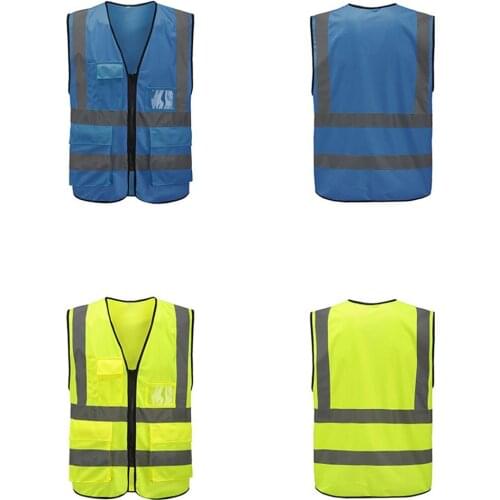 Multi-pocket Reflective Vest Riding Traffic Vest Safety Railway Coal Miners Uniform Vest Breathable Reflective Vest XL
