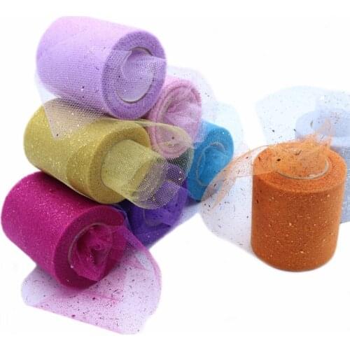 7.5cm Glitter Tulle Ribbon Sparkly Color Mesh Roll DIY Headband Clips Pom Pom Crafts Personalized made Party Decoration Supplies