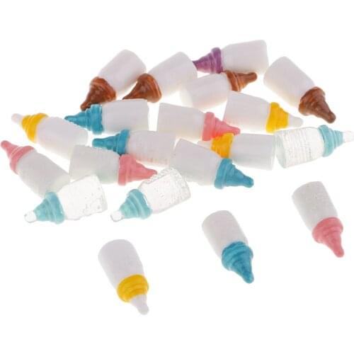 Pack Of 20 Small Baby Bottle Resin Flatback Craft Doll House Decor Accessory