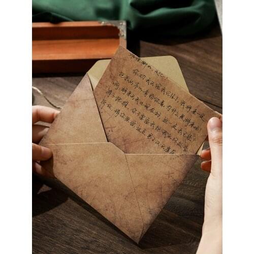 Vintage Kraft Paper A5 Envelopes Letter Paper Set with Exquisite Pendant & Hemp Rope, Stationery Envelope Set