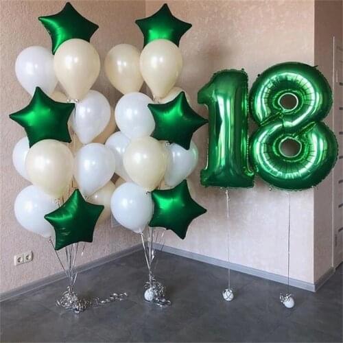 29pcs/32inch green digital aluminum balloon latex balloon birthday party wedding decoration baby shower holiday celebration