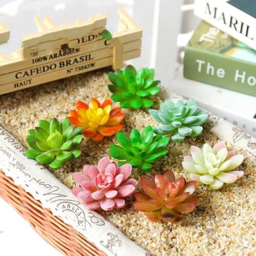 Green Purple Pink Red Blue White Flocking Artificial Succulents Plants Christmas Halloween Wedding Party Decoration Fake Plants