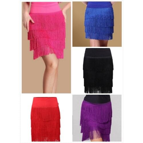 2021 Latin Skirt New Adult Three Layers Fringe Design Samba Dance Skirts Cha Cha Professional Competition Ballroom Costumes