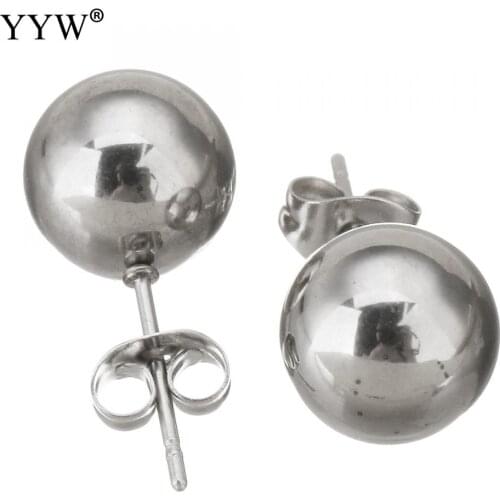 1 Pair Classic Stainless Stee Stud Earrings For Women CZ Zircon Ear Piercing Steel Ear Jewelry for Men Boys Girls