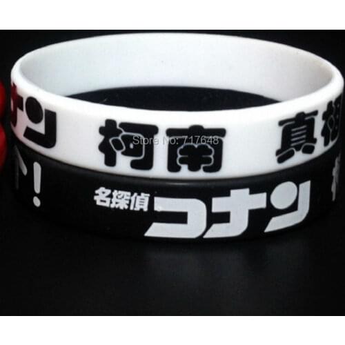 100pcs Detective Conan wristband silicone bracelets free shipping by ePacket