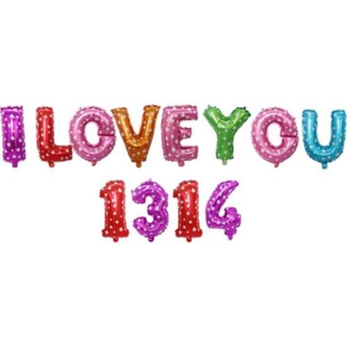 16 Inch I LOVE YOU 1314 Multicolour Aluminum Foil Balloon Set Wholesale Valentines Day Wedding Decoration Letter Set