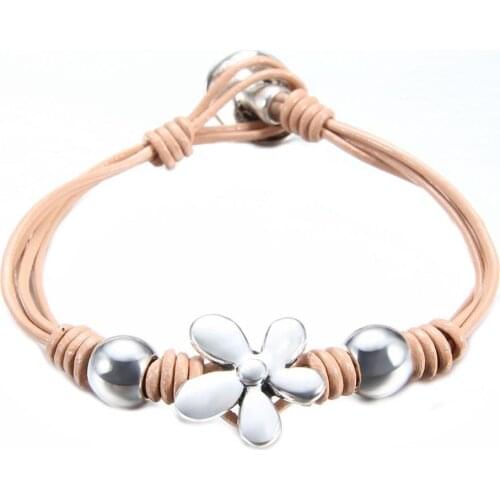 2019 Fashion Wild Ladies Bracelet Zinc Alloy Hand-Woven Leather Rope Chain Lucky Grass Wrist Trend Jewelry