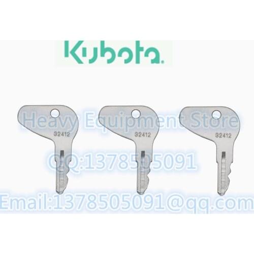 3 PCS H32412 Key For Kubota Mahindra & For Mitsubishi Tractor Ignition Start Starter 32412