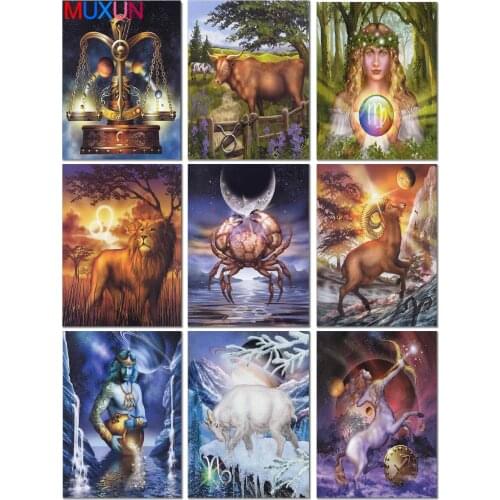 5D Diamond Embroidery Twelve Gemini Drawings Cross Stitch Dmc Mosaic Painting Drawings Crystal Mountain Needlework For Home H825