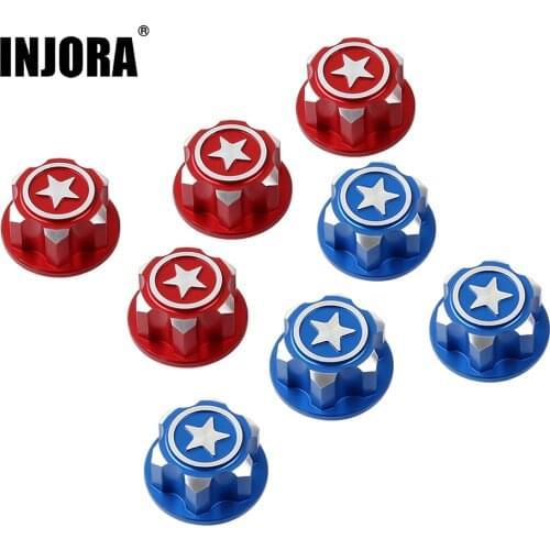 INJORA 4PCS Aluminium 17MM Hex Wheel Nut Center Cap for 1:8 Off-road RC Car Monster Truck Traxxas X-Maxx SUMMIT E-REVO