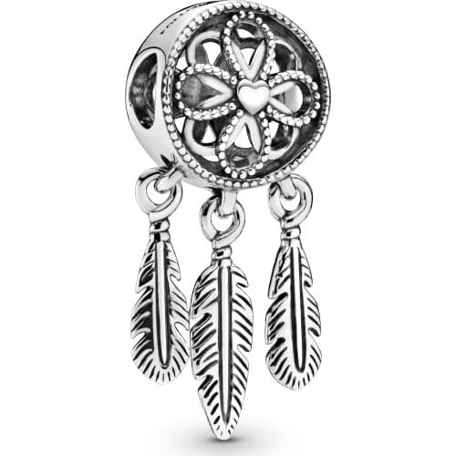 2021 New Charm 925 Sterling Silver Spiritual Dreamcatcher Charm Beads fit Original Bracelet Bangle Necklace DIY Bead Jewelry
