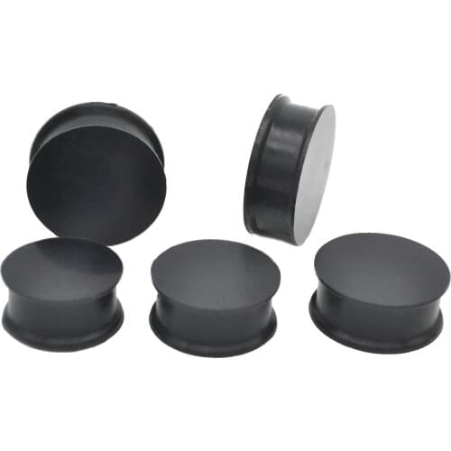 Black Silicone Ear Plug Flesh Tunnel Lobe Retainer Stretcher Hide Double Flared 6-30mm Big Flexible Expander Large