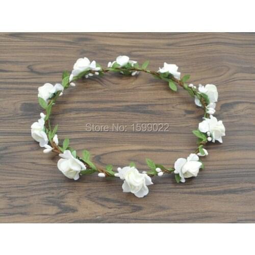 Bohemian Paper Foam Flower Hair Crown Ivory Wite Bridesmaid Headpieces Outdoor Party Decoration Supplies Hen Party Accessories