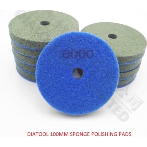 DIATOOL 10pcs 100MM Sponge Diamond Polishing Pads for marble soft Stone #6000 New type Wet sanding discs