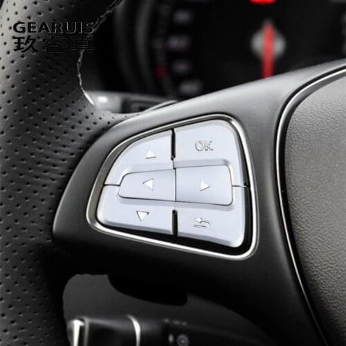 For Mercedes Benz GLA Cla A b class w246 W176 C117 X156 Auto Steering Wheel Switch Control Button Trim Cover Sticker Accessories