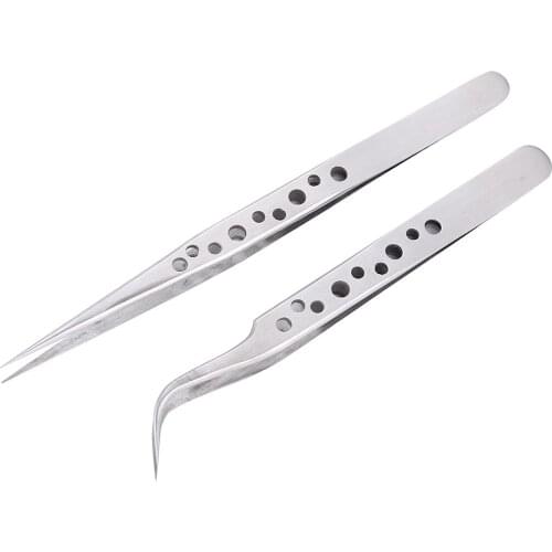 Electronics Industrial Tweezers Anti-static Curved Straight Tip Precision Stainless Forceps Phone Repair Hand Tools Sets